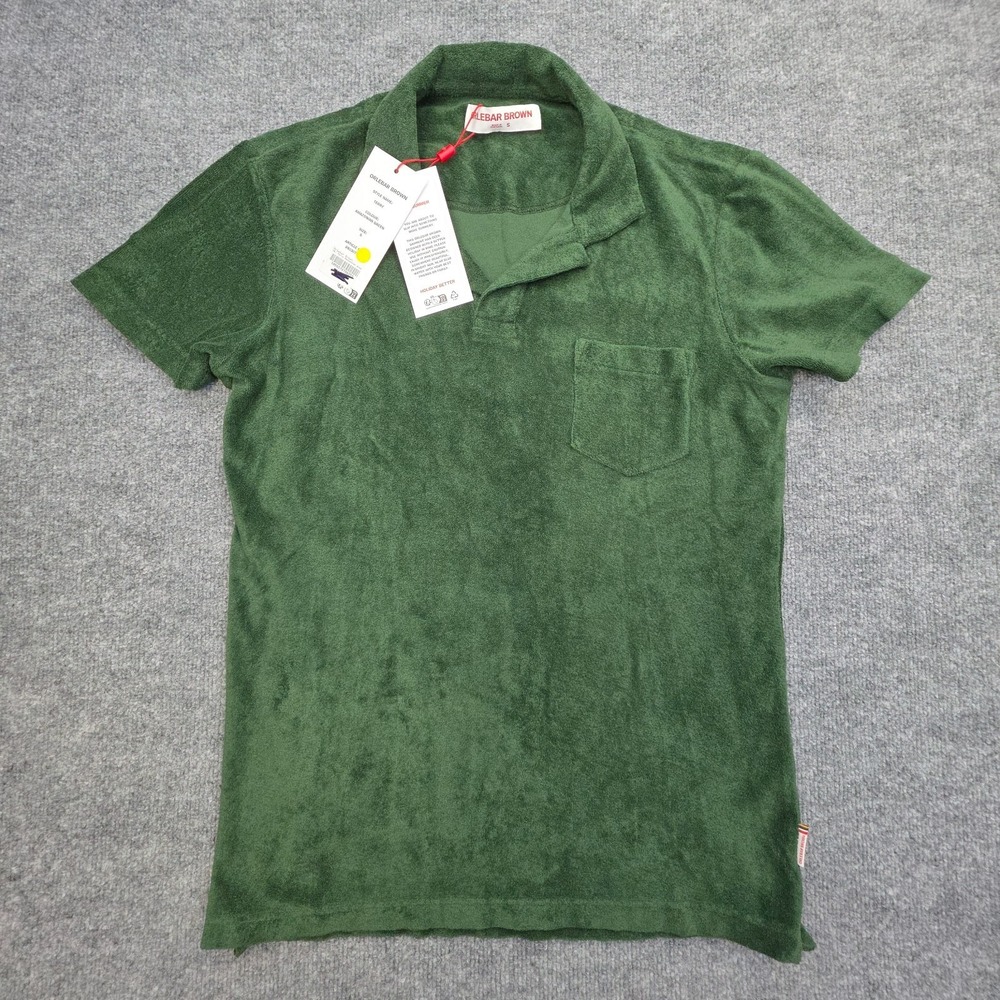 Orlebar Brown Terry Polo Shirt Men's Small Green NWT